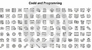 Coding and Programming Line Icons Set