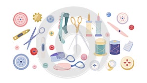 Comprehensive collection of sewing and crafting tools, vector design Generative AI