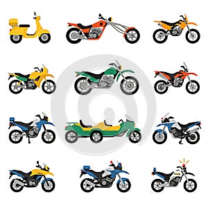 Motorcycle and Scooter Vector Illustration Set