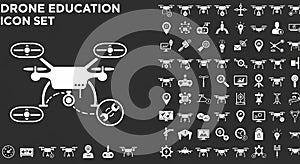 Drone Technology and Education Icon Set