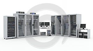 Data Center Infrastructure with Racks Servers and Network Equipment for Cloud Computing and Information Technology in