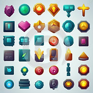 A Comprehensive Game UI Assets Set for Gaming User Interface Icons. Generative AI