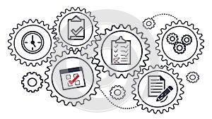 Comprehensive Process Management & Security Icons, vector design Generative AI