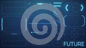 Comprehensive Set of Blue Futuristic HUD Interface Elements and Sci-Fi Data Displays