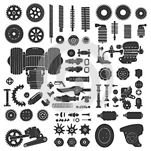 Collection of Various Machine Parts and Engine Components