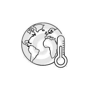 Climate Change Line Icon Set. Vector symbols for global warming, environmental pollution, and natural disasters by Ai