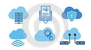 Flat Design Cloud Computing and Data Management Icons Set
