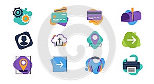 Modern UI UX Flat Design Icon Set