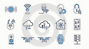 IoT Smart Home and Connectivity Line Icons Set