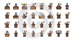 Public Speaking and Presentation Icon Set