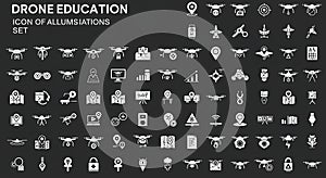 Drone Education and Technology Icons Set