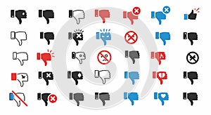Negative Feedback and Dislike Vector Icons Set