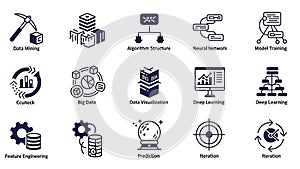 Data Science, Machine Learning, and AI Vector Icons Set