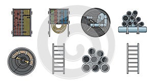 Infrastructure and Utility Elements Vector Set