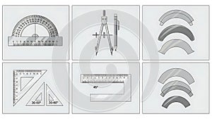 Geometry and Drafting Tools Vector Illustration Set