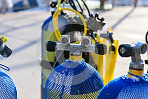 Compressed air cylinders for scuba diving