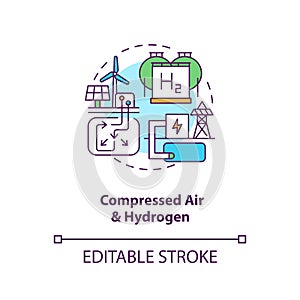 Compressed air and hydrogen concept icon