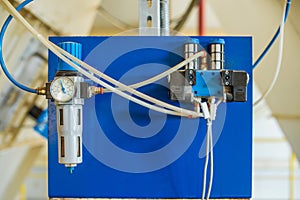 Compressed air line. It consists of tubes connected through a collet connector with a pressure regulator, pressure gauge, filter photo