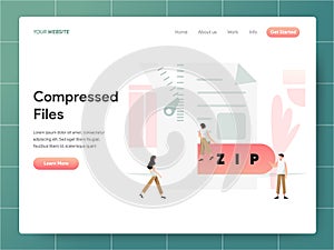Compressed File Illustration Concept. Modern design concept of web page design for website and mobile website.Vector illustration