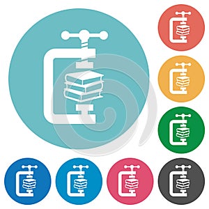 Compressing books with vise clamp flat round icons