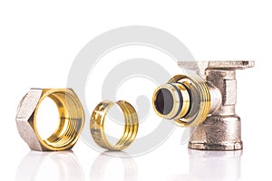 Compression sanitary wall plate fitting