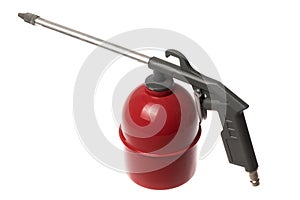 Compressor accessorie, red air gun for spraying, isolated on white background