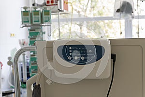 Compressor of anti decubituss mattress on bed in intensive care unit in hospital