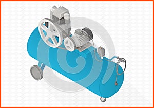 Compressor flat vector 3d illustration