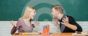 Compromise solution. College relations. Relations classmates. Students communicate classroom chalkboard background