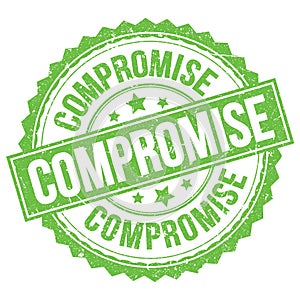 COMPROMISE text on green round stamp sign