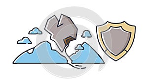 Compromised Data Security Broken Shield Icon, vector design Generative AI