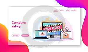 Compromised Software Environment Landing Page Template. Computer Pop up Box on Cracked Pc Screen Warning System Hacked