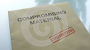 Compromising material confidential, seal stamped on folder with documents