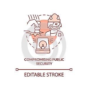 Compromising public security terracotta concept icon