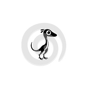 Compsognathus. Compsognathus simple black and white line art vector logo