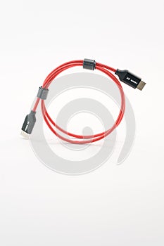 compuer cable and wires on a white surface, HDMI cable