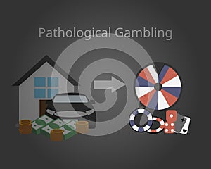 Compulsive Gambling or Pathological Gambling which is unable to resist impulses to gambling vector