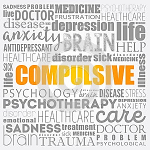 Compulsive word cloud collage, health concept background