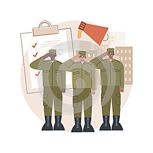 Compulsory military service abstract concept vector illustration.