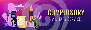 Compulsory military service concept banner header.