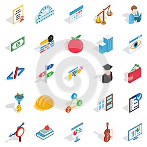 Computation icons set, isometric style