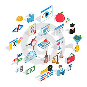 Computation icons set, isometric style