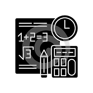 Computational exam black glyph icon photo