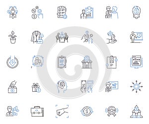 Computational science line icons collection. Algorithms, Simulations, Modeling, Data, Analysis, Optimization, Complexity