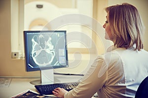 Computed tomography or MRI scanner test analysis photo