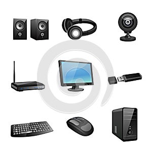 Computer accessories icons black