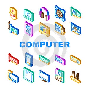 Computer Accessories And Parts Icons Set Vector