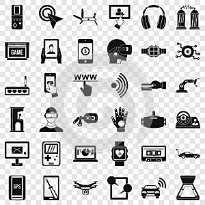 Computer adjustment icons set, simple style