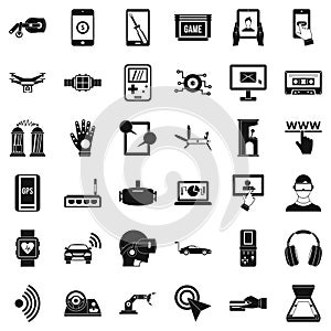 Computer adjustment icons set, simple style