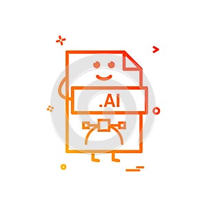 Computer ai file format type icon vector design